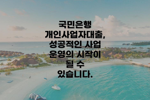 국민은행 개인사업자대출, 성공적인 사업 운영의 시작이 될 수 있습니다.