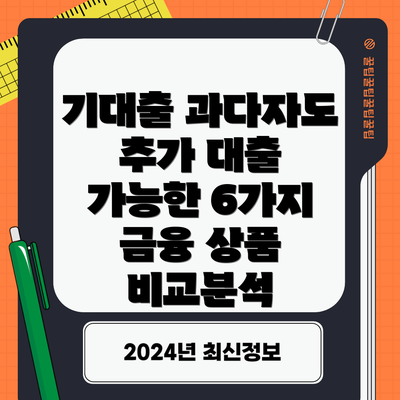 기대출 과다자도 추가 대출 가능한 6가지 금융 상품 비교분석