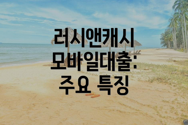 러시앤캐시 모바일대출: 주요 특징