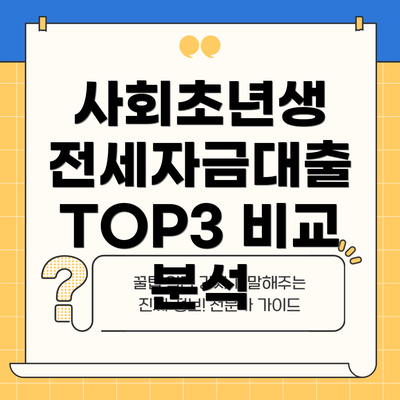 사회초년생 전세자금대출 TOP3 비교 분석