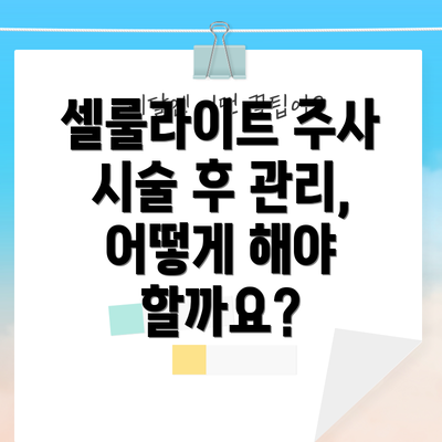 셀룰라이트 주사 시술 후 관리, 어떻게 해야 할까요?