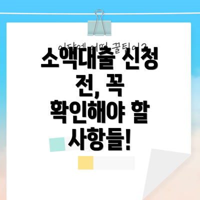 소액대출 신청 전, 꼭 확인해야 할 사항들!