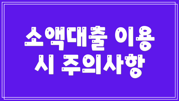 소액대출 이용 시 주의사항