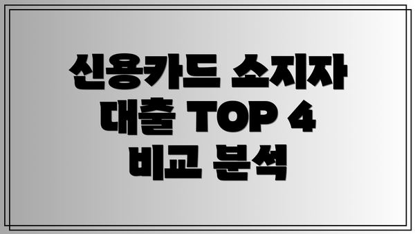 신용카드 소지자 대출 TOP 4 비교 분석