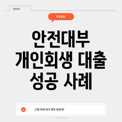 안전대부 개인회생 대출 성공 사례