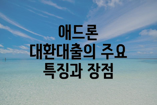 애드론 대환대출의 주요 특징과 장점