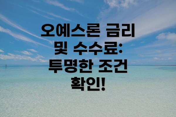 오예스론 금리 및 수수료: 투명한 조건 확인!