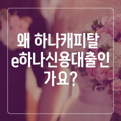 왜 하나캐피탈 e하나신용대출인가요?