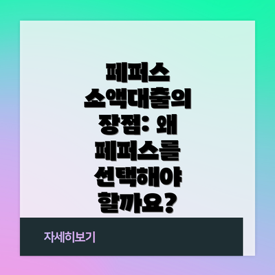 페퍼스 소액대출의 장점: 왜 페퍼스를 선택해야 할까요?