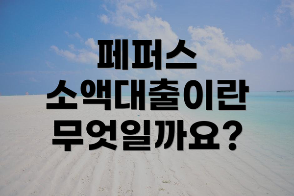 페퍼스 소액대출이란 무엇일까요?