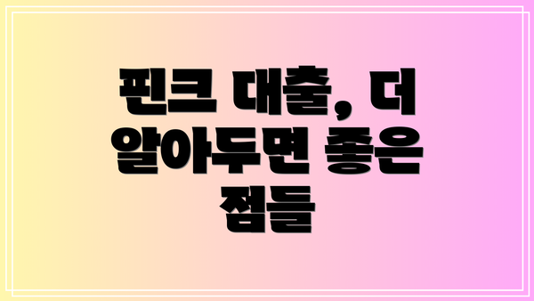 핀크 대출, 더 알아두면 좋은 점들