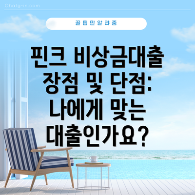 핀크 비상금대출 장점 및 단점: 나에게 맞는 대출인가요?