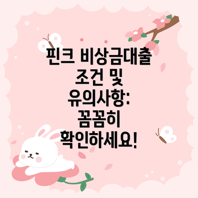 핀크 비상금대출 조건 및 유의사항: 꼼꼼히 확인하세요!