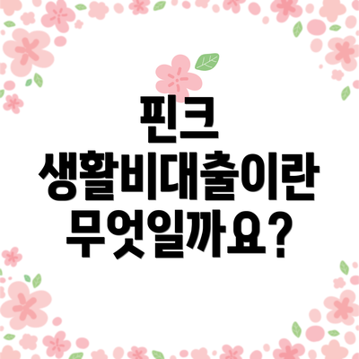 핀크 생활비대출이란 무엇일까요?