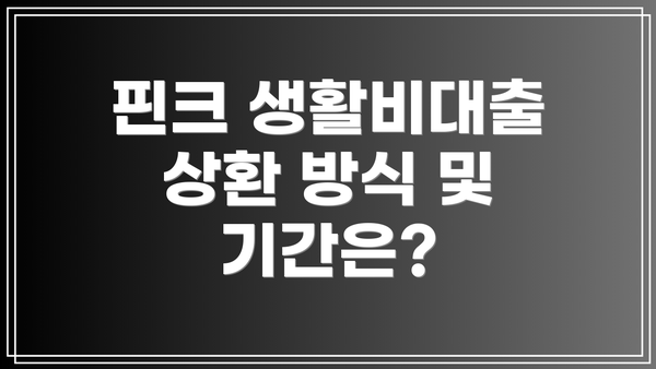 핀크 생활비대출 상환 방식 및 기간은?