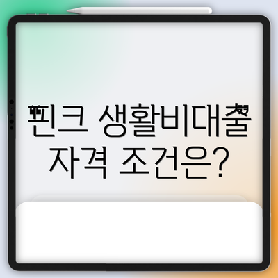 핀크 생활비대출 자격 조건은?