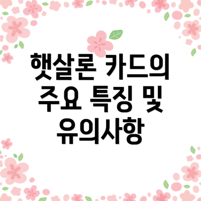 햇살론 카드의 주요 특징 및 유의사항