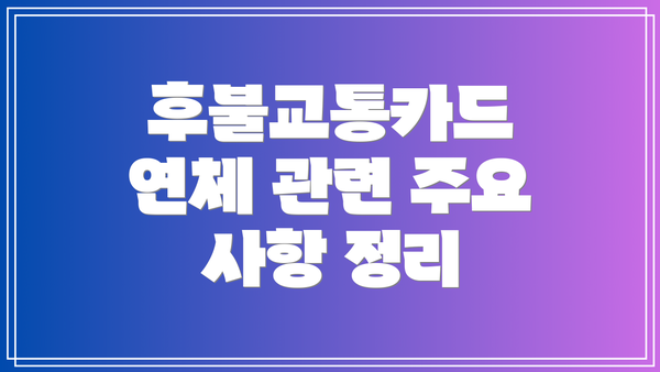 후불교통카드 연체 관련 주요 사항 정리