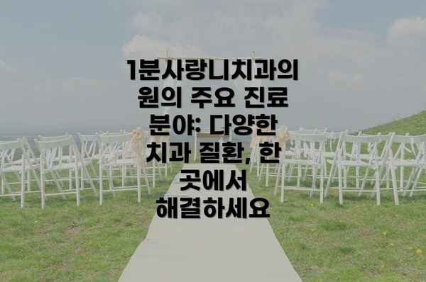 1분사랑니치과의원의 주요 진료 분야: 다양한 치과 질환, 한 곳에서 해결하세요