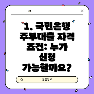 1. 국민은행 주부대출 자격 조건: 누가 신청 가능할까요?
