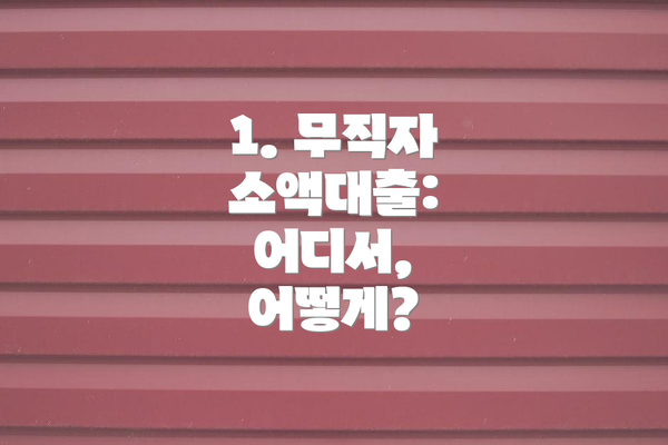 1. 무직자 소액대출: 어디서, 어떻게?