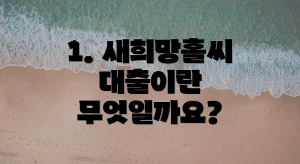 1. 새희망홀씨 대출이란 무엇일까요?