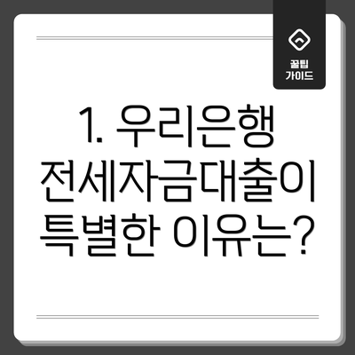 1. 우리은행 전세자금대출이 특별한 이유는?