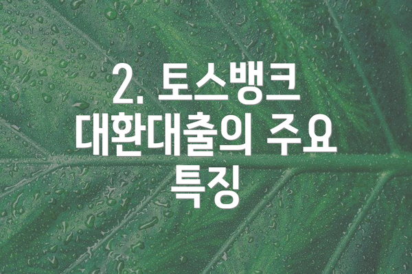 2. 토스뱅크 대환대출의 주요 특징