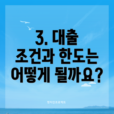 3. 대출 조건과 한도는 어떻게 될까요?