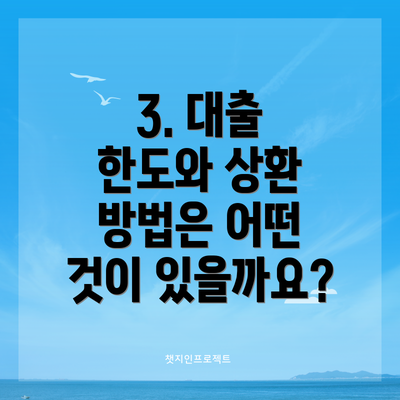 3. 대출 한도와 상환 방법은 어떤 것이 있을까요?