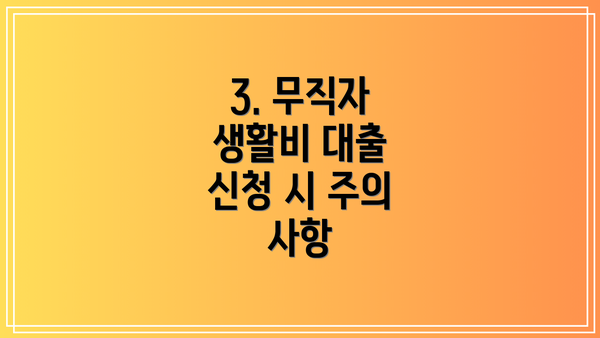 3. 무직자 생활비 대출 신청 시 주의 사항