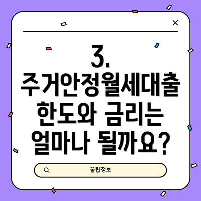 3. 주거안정월세대출 한도와 금리는 얼마나 될까요?