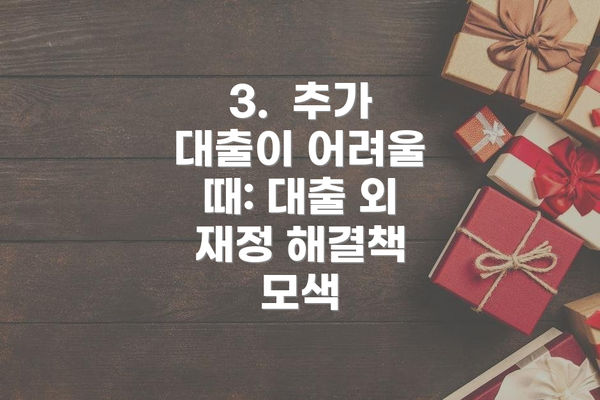 3.  추가 대출이 어려울 때: 대출 외 재정 해결책 모색