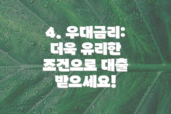 4. 우대금리: 더욱 유리한 조건으로 대출 받으세요!