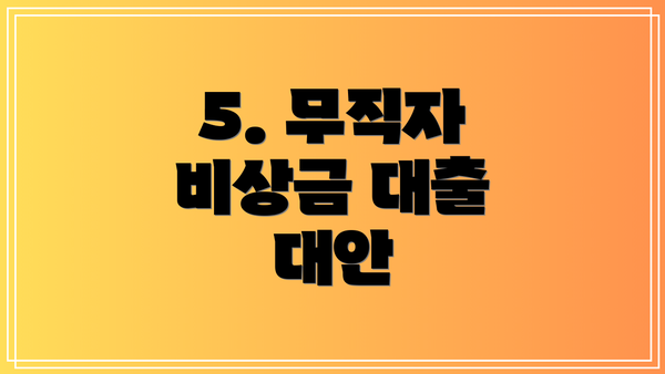 5. 무직자 비상금 대출 대안