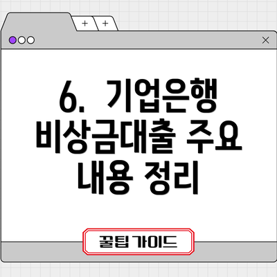 6.  기업은행 비상금대출 주요 내용 정리