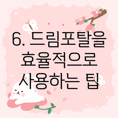 6. 드림포탈을 효율적으로 사용하는 팁