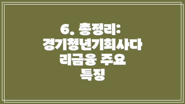6. 총정리: 경기청년기회사다리금융 주요 특징
