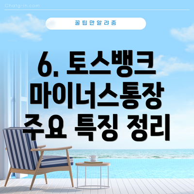 6. 토스뱅크 마이너스통장 주요 특징 정리