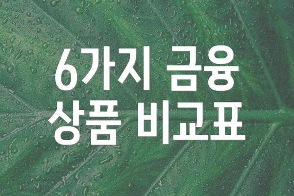 6가지 금융 상품 비교표