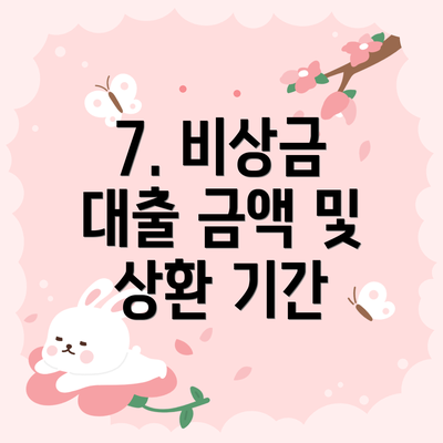 7. 비상금 대출 금액 및 상환 기간
