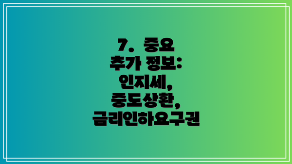 7. 중요 추가 정보: 인지세, 중도상환, 금리인하요구권