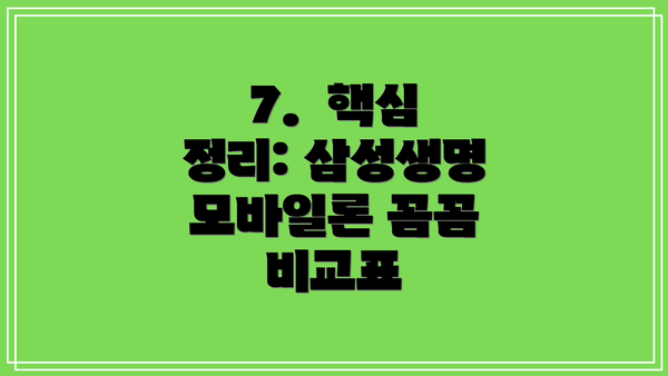 7.  핵심 정리: 삼성생명 모바일론 꼼꼼 비교표