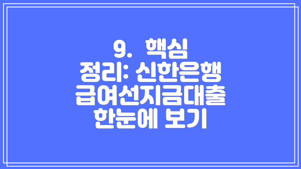 9.  핵심 정리: 신한은행 급여선지금대출 한눈에 보기