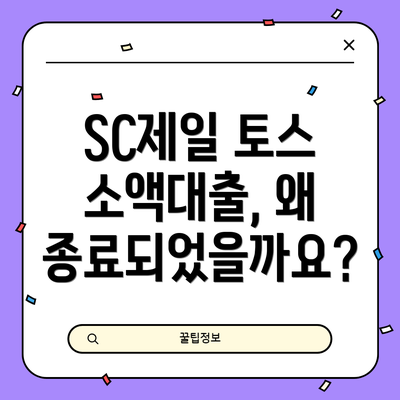 SC제일 토스 소액대출, 왜 종료되었을까요?