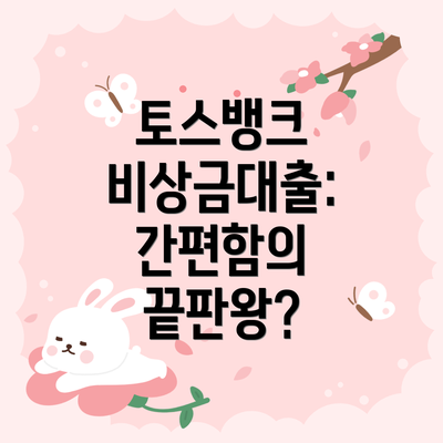 토스뱅크 비상금대출: 간편함의 끝판왕?