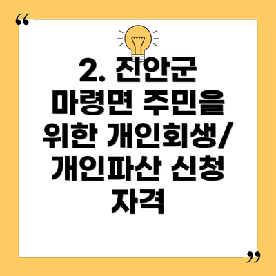 2. 진안군 마령면 주민을 위한 개인회생/개인파산 신청 자격